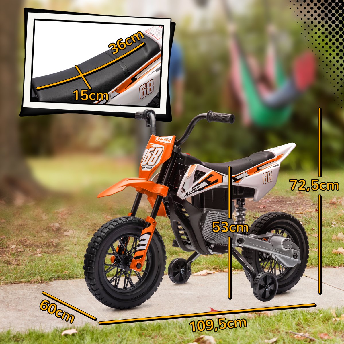 Moto électrique à conducteur assis PP orange, AIYAPLAY