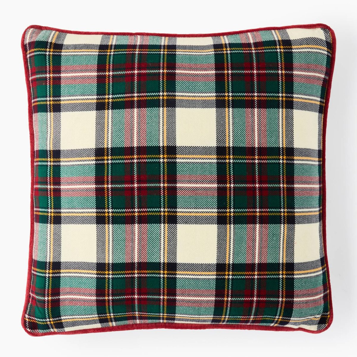 Coussin tartan, 45x45cm velours, MONOPRIX