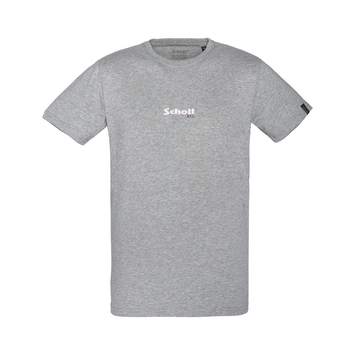 Lot De 2 T-shirt Col Rond Logo Schott noir + gris chiné, SCHOTT