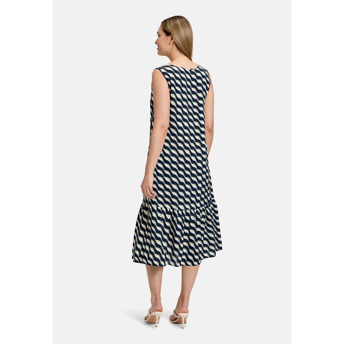 Robe à volants large encolure dark blue/green, BETTY BARCLAY
