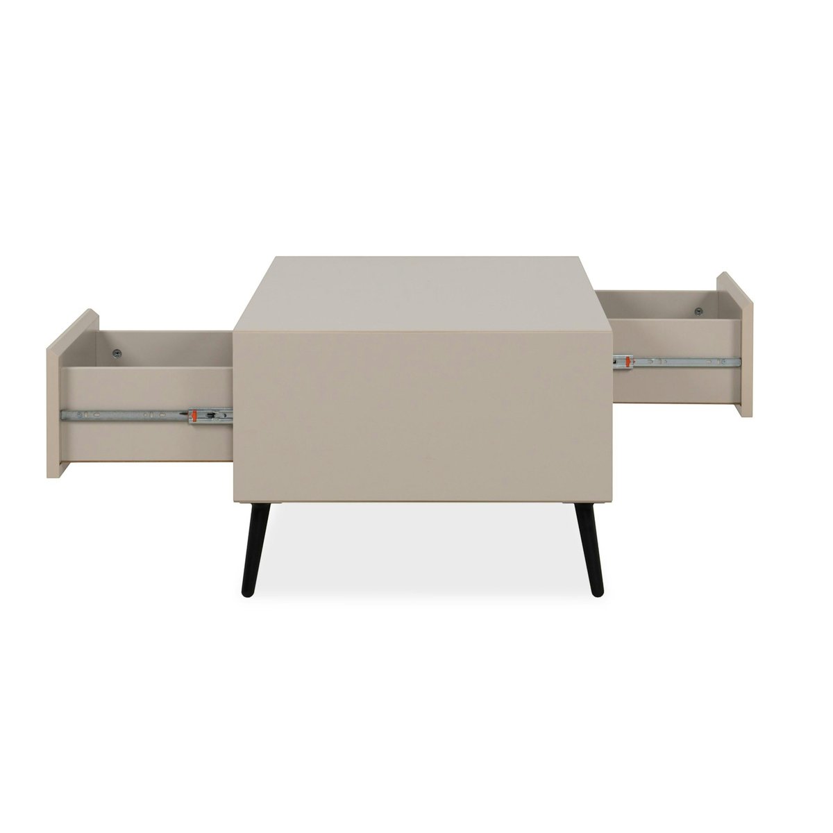 Table basse moderne taupe 2 tiroirs 2 niches AVIO beige, PIER IMPORT