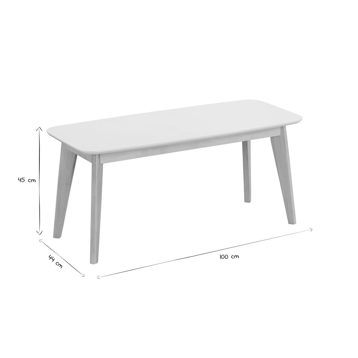 Banc scandinave blanc et bois clair L100 cm LEENA blanc, MILIBOO