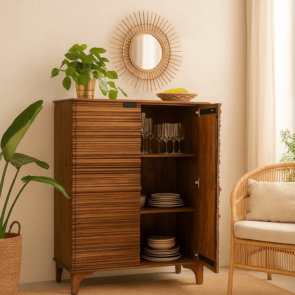 Commode en manguier massif sculpté, SANTOS autres, KARE DESIGN