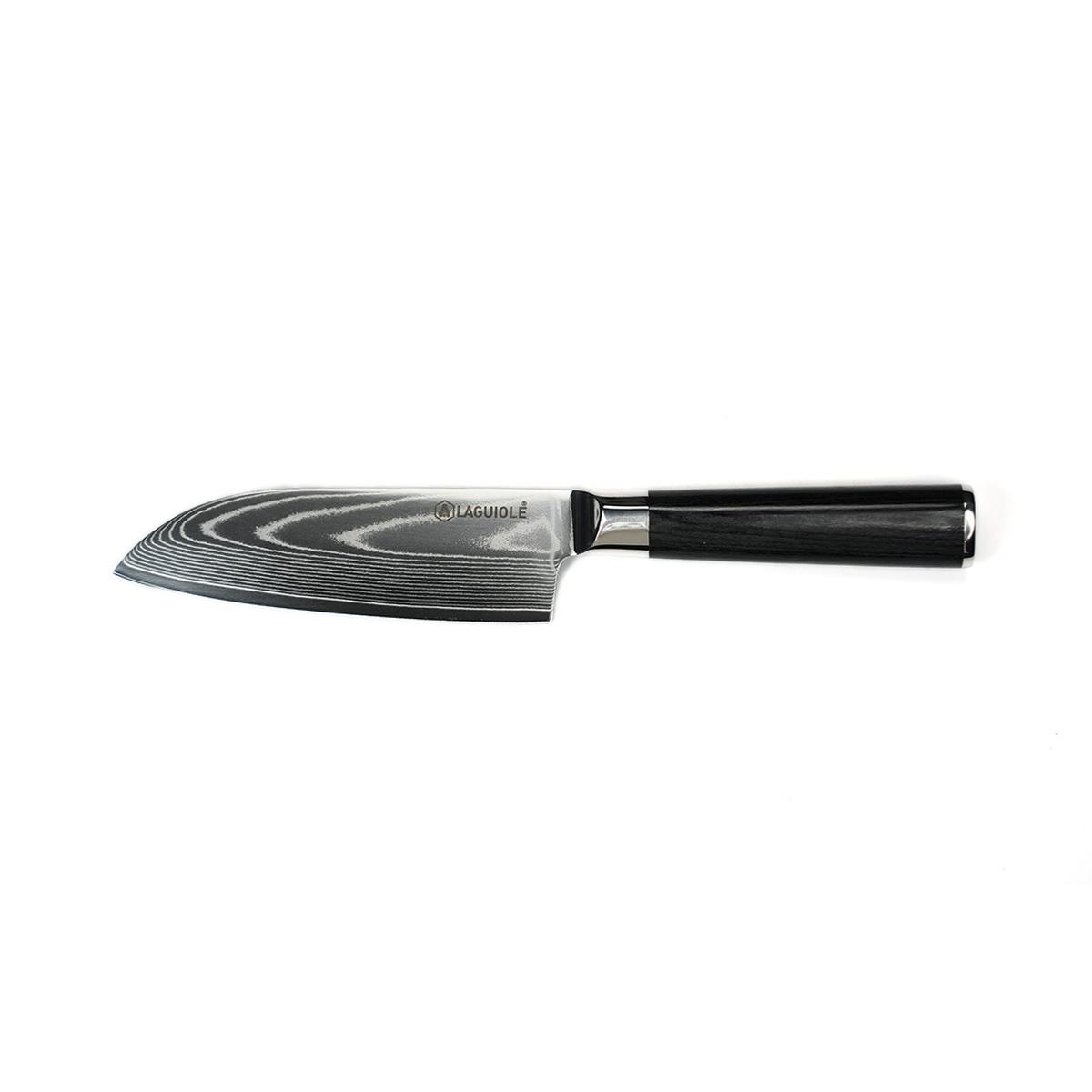 Couteau santoku noir damas 29cm avec étui - "Core" couleur unique, LAGUIOLE CUISSON