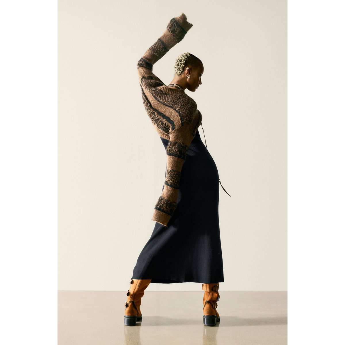 Robe en maille à manches longues noir, DESIGUAL