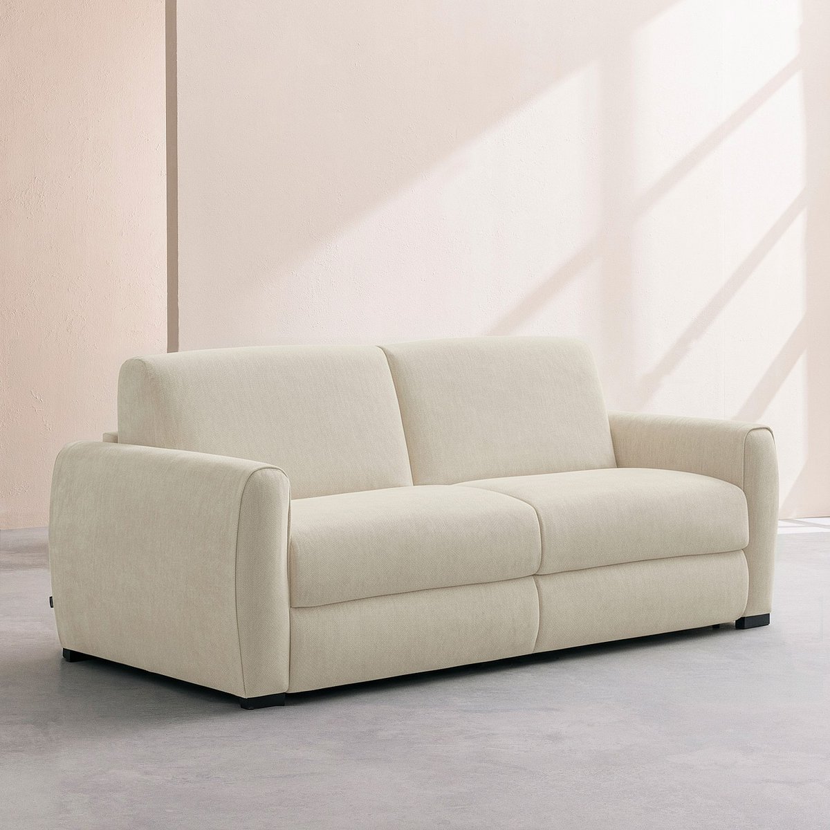 Canapé convertible polyester CANBERRA beige, HABITAT