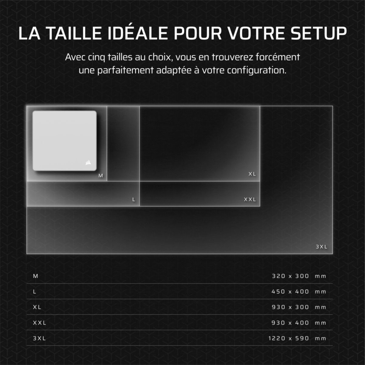 Tapis de souris MM Cloth 2XL Noir couleur unique, CORSAIR