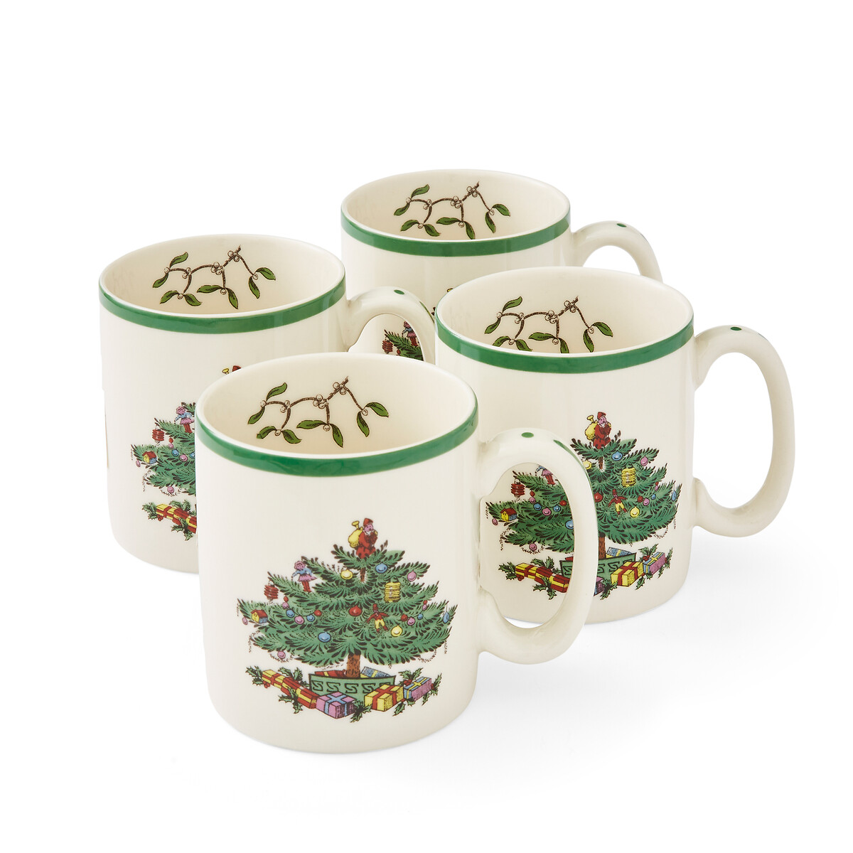 Set of 4 Christmas Tree Mugs white, SPODE