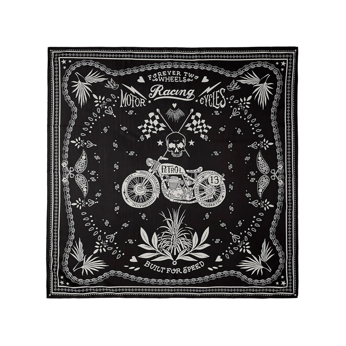 Fooulard medium à motifs BANDANA noir, WILD