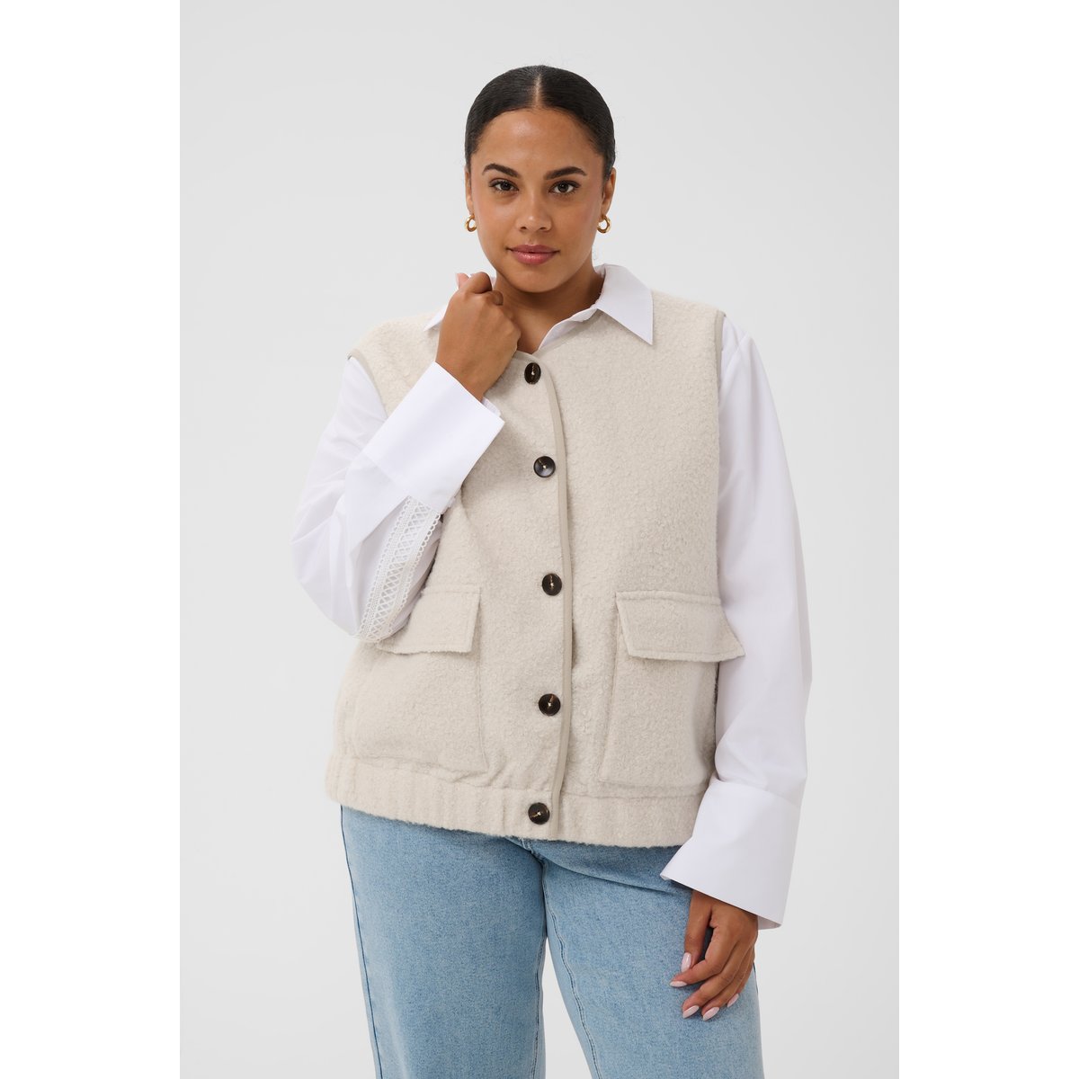 Manteau blanc whisper white melange, KAFFE CURVE
