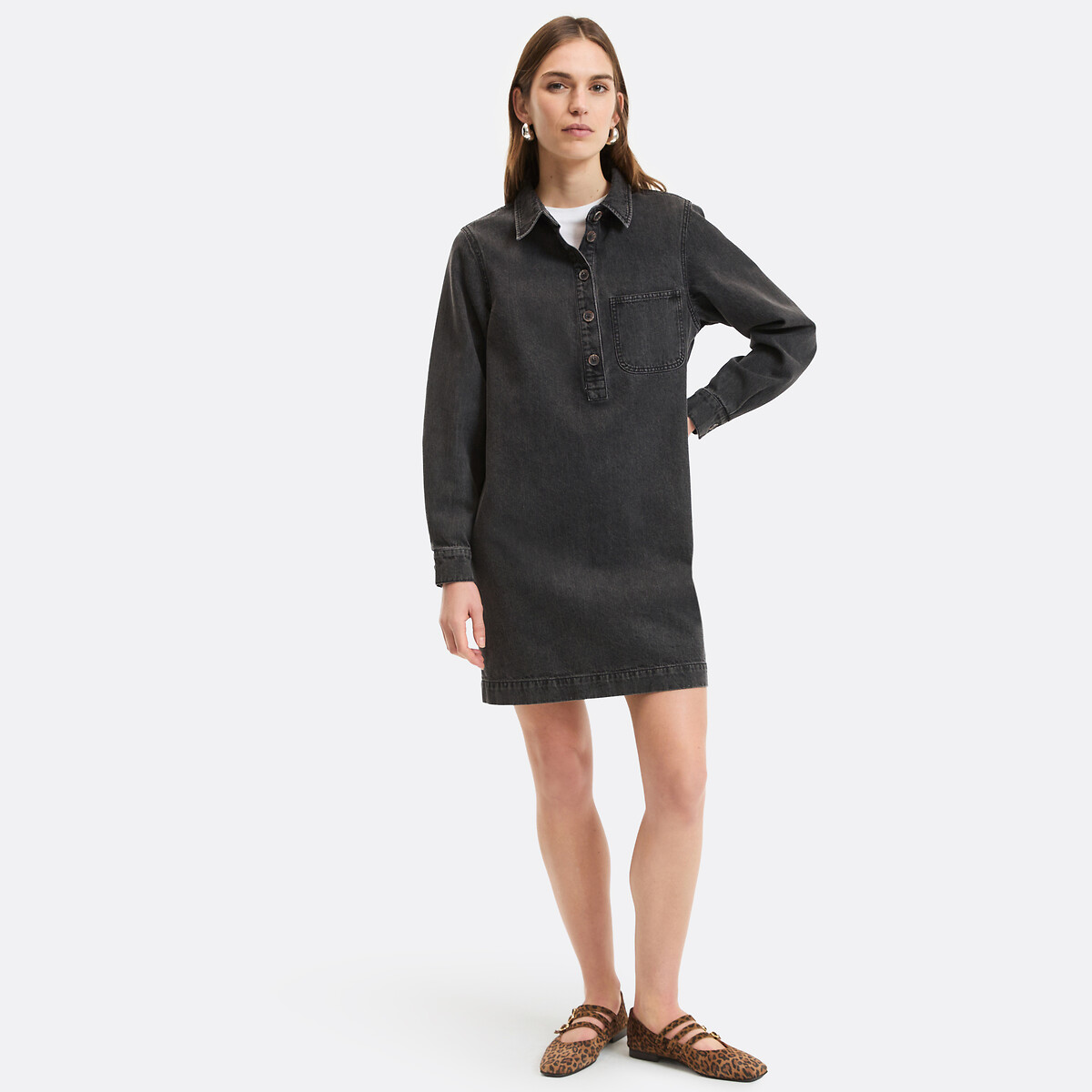 Robe courte en denim, Signature ALBANE noir délavé, LA REDOUTE COLLECTIONS