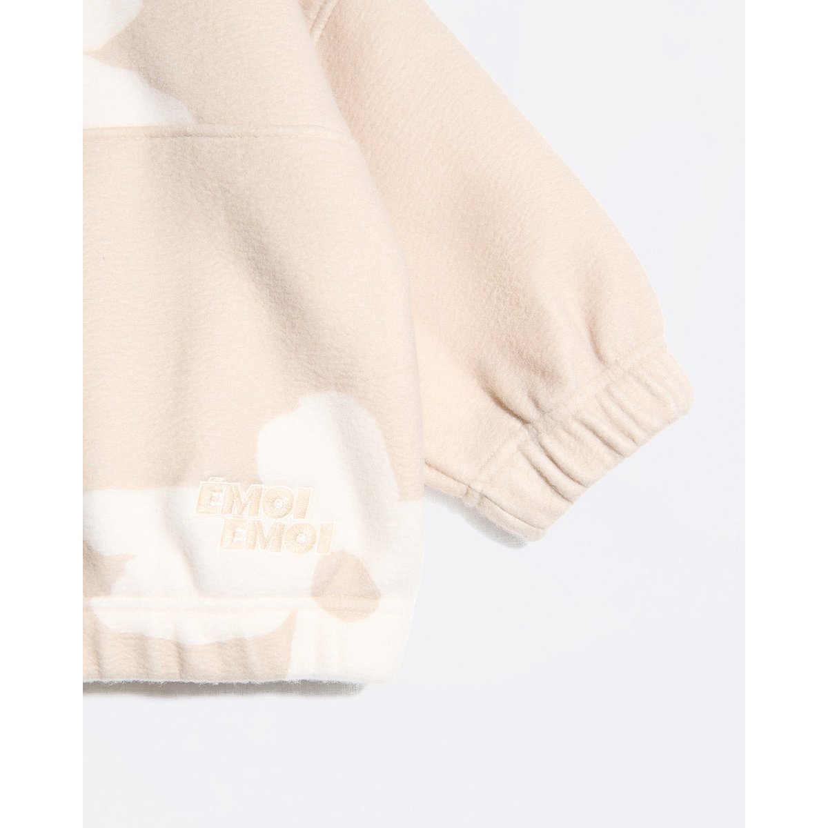 Sweat en polaire recyclée imprimé fleuri beige latte, EMOI EMOI