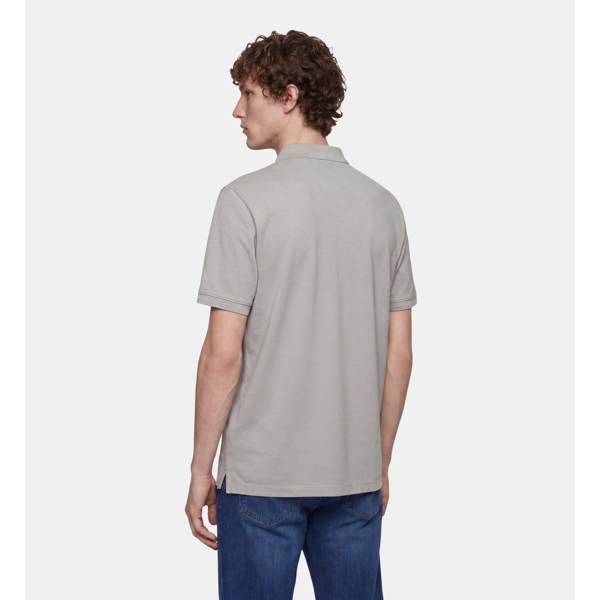 Polo droit soloc coton bio gris chiné, GALERIES LAFAYETTE