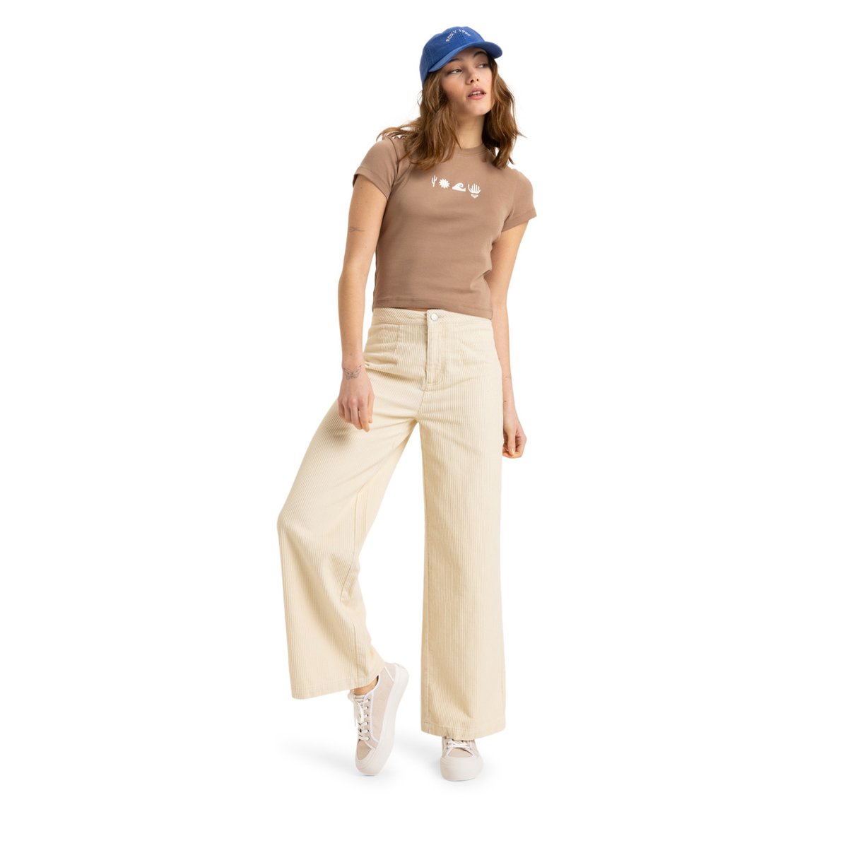 Pantalon en velours côtelé WINTER AROUND. beige parchment, ROXY