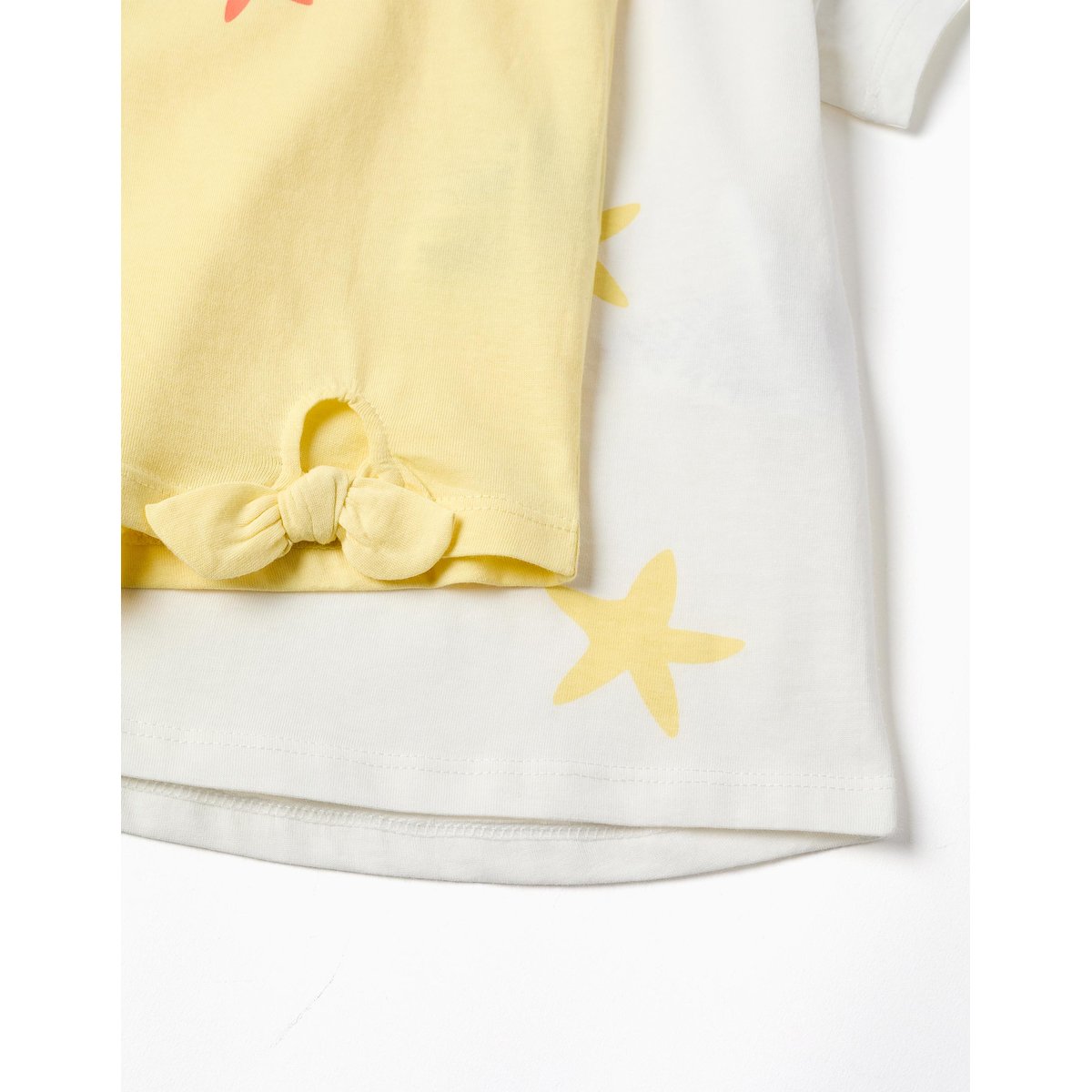 Lot de 2 T-shirts en coton avec imprimés étoiles de mer jaune clair, ZIPPY