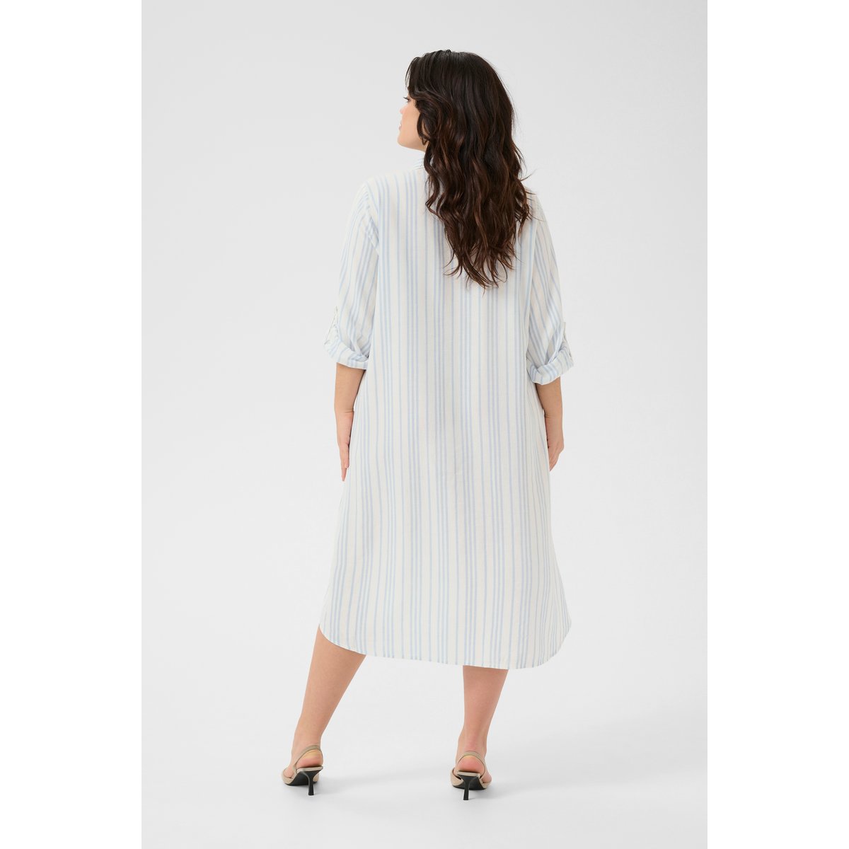 Dress blanc chalk/bleu soft chambray rayé, KAFFE CURVE