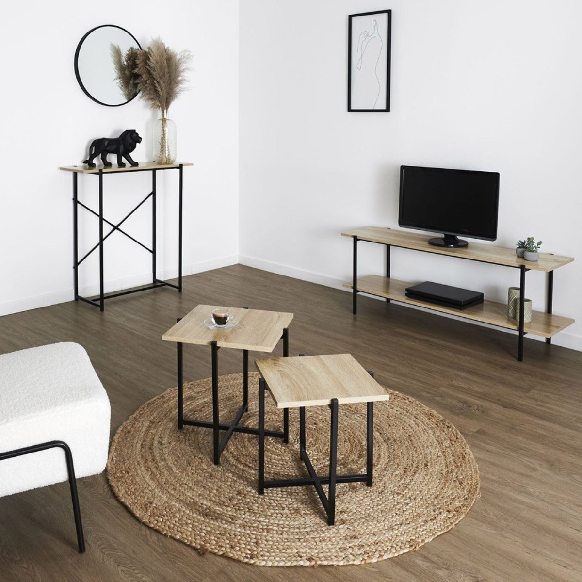 Ensemble de 2 tables gigognes Loka beige, DECORATIE
