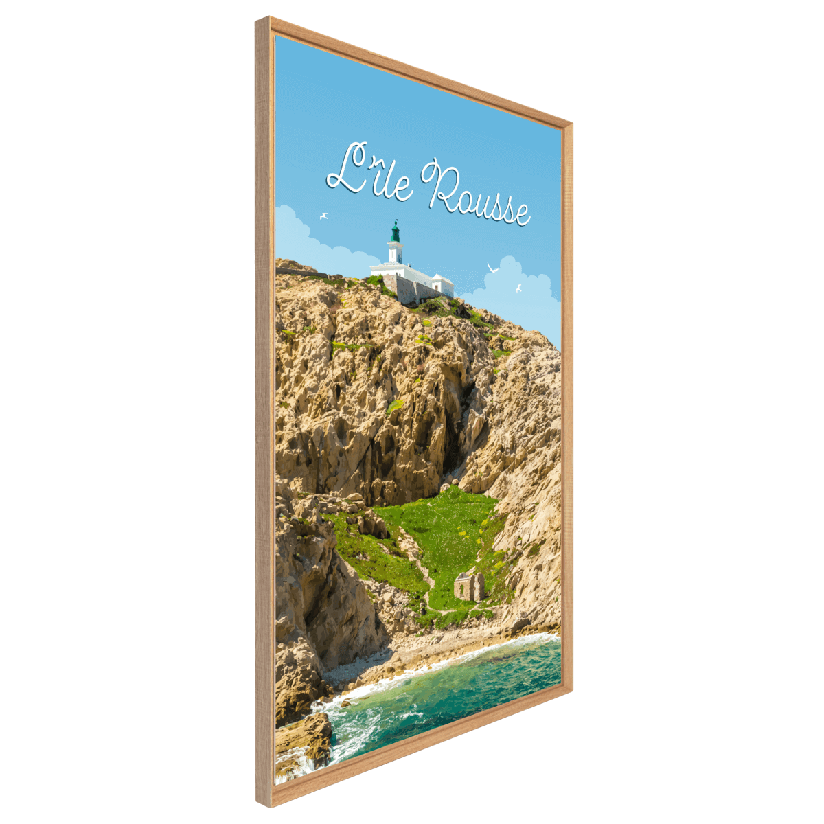 Tableau Mural Illustration Île Rousse ILLUSTRATION bleu-fibres de bois, CEANOTHE
