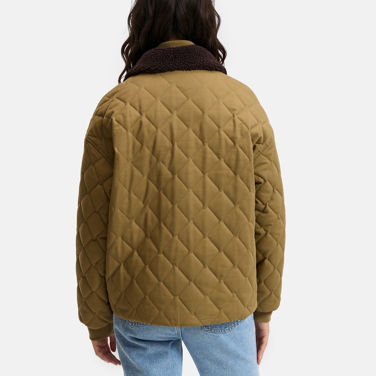 Blouson matelassé à col duveteux amovible vert kaki, LA REDOUTE COLLECTIONS