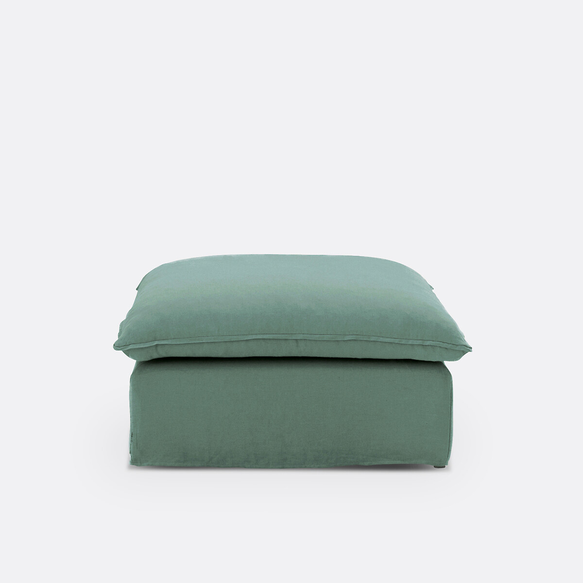 Pouf sfoderabile, lino stropicciato, Odna verde salvia, LA REDOUTE INTERIEURS