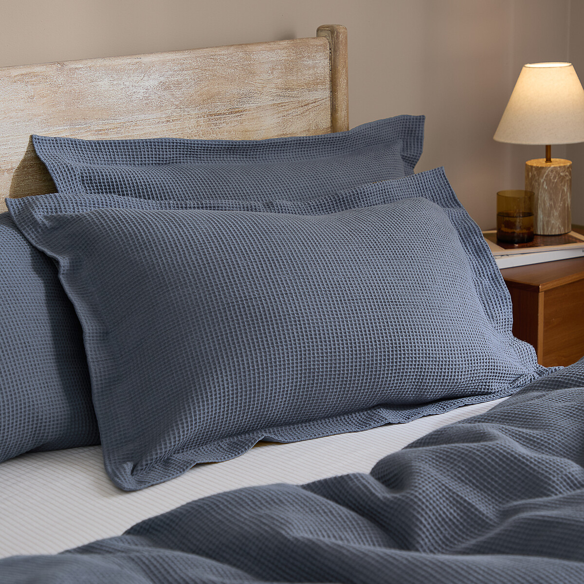 Hebden Relaxed Waffle 100% Cotton Pillowcase denim blue, YARD