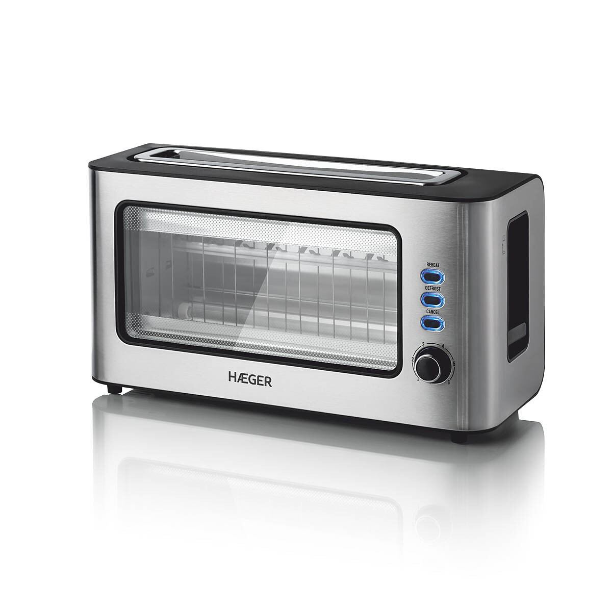 Torradeira com janela de vidro Window, HAEGER inox, HAEGER