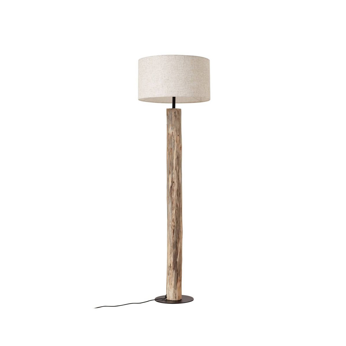 Lampadaire en bois, Jorvan crème, couleur bois, noir, LUCANDE