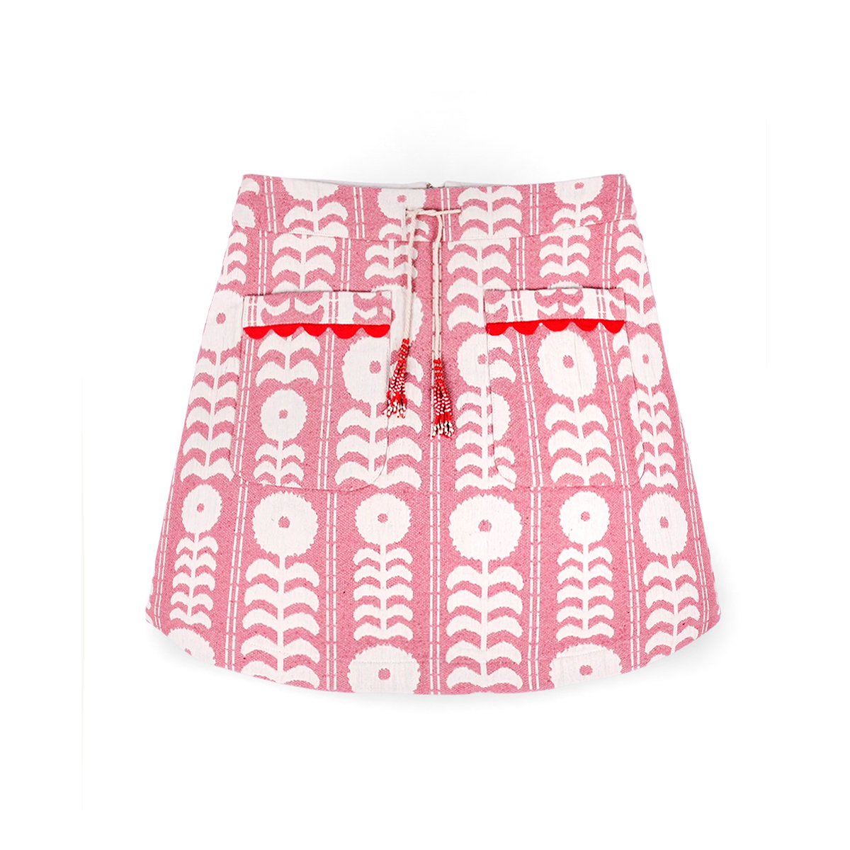 Jupe courte forme trapèze en coton ELORA rose, WILD
