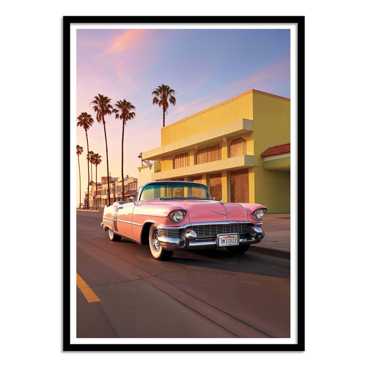 Affiche d'art - California Pink Cadillac - Philippe Hugonnard couleur unique, WALL EDITIONS