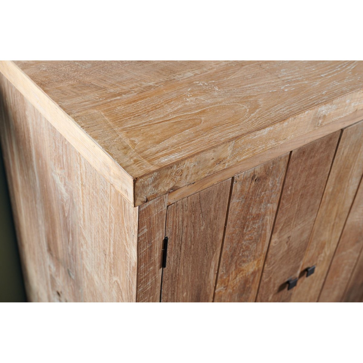 Buffet bas en bois massif recyclé 4 portes 4 tiroirs L 220 cm - LINAS bois clair, HELLIN, DEPUIS 1862