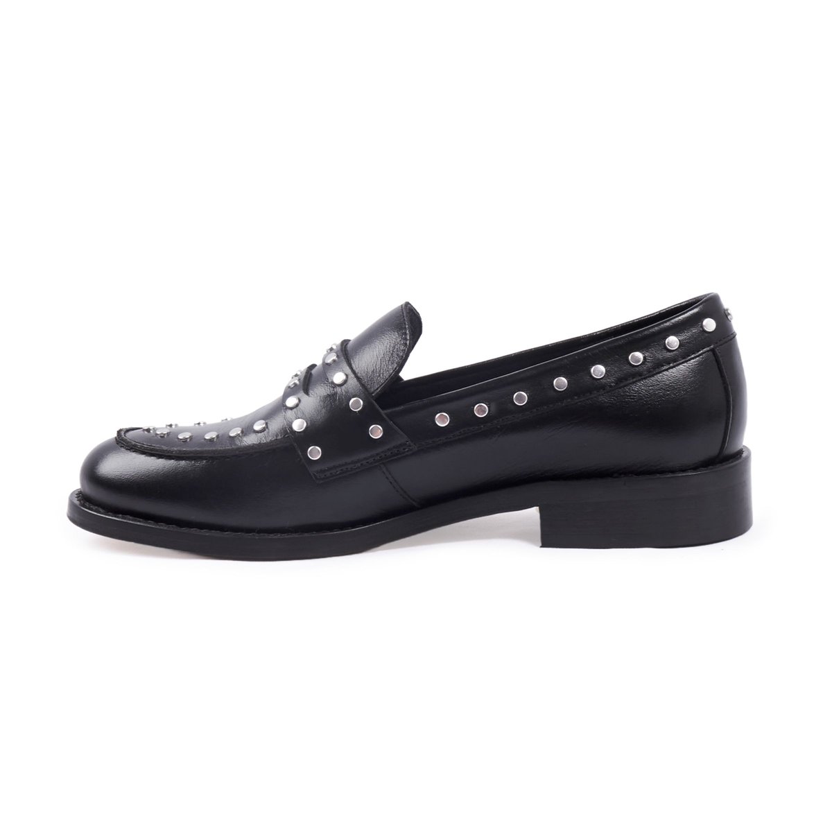 Mocassins cuir clouté noir, JULES & JENN