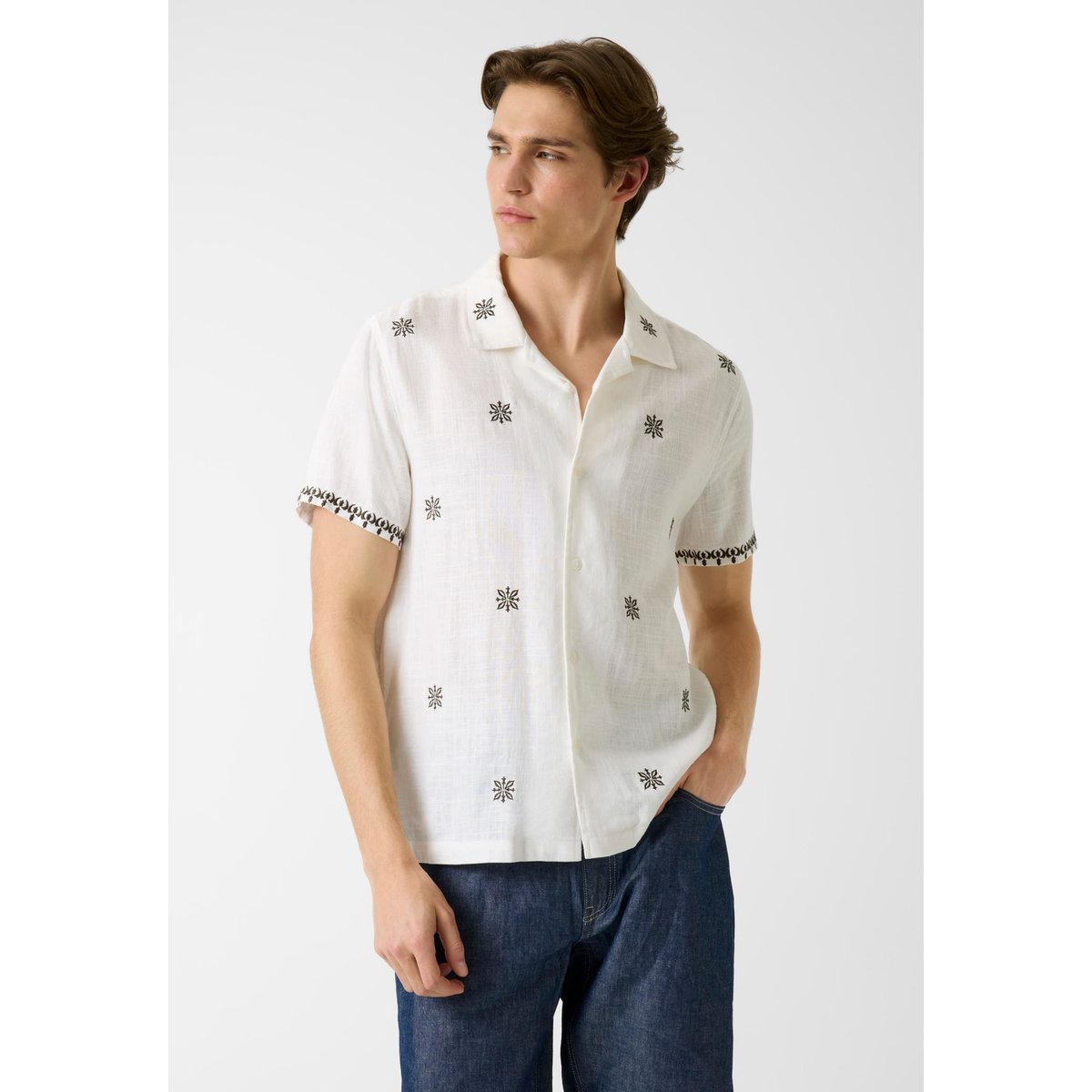 Chemise En Mélange De Lin crème, GUESS