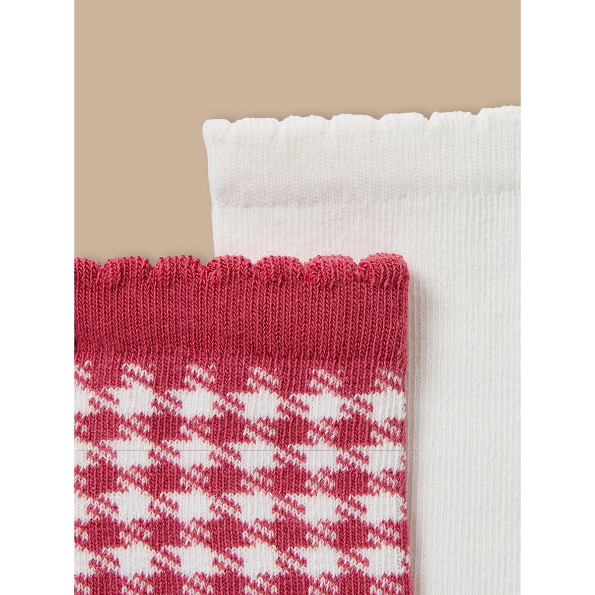 Lot de 2 paires de chaussettes vichy vichy rouge, CYRILLUS