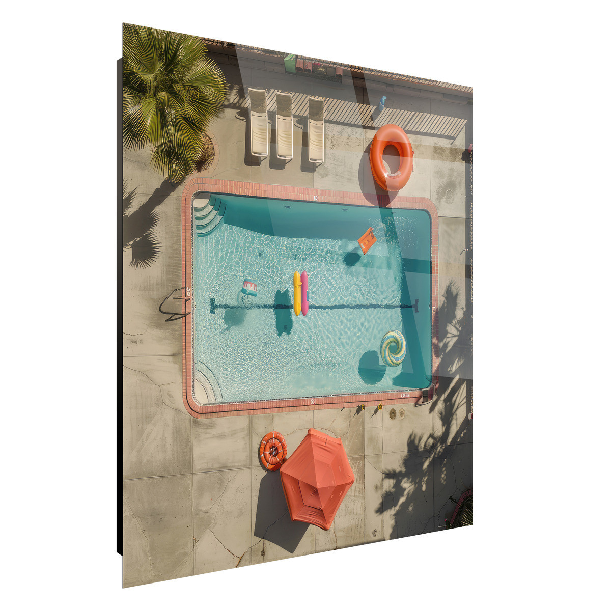 Tableau Sur Verre Synthétique Piscine Rétro Estivale ARCHITECTURE tableau en verre synthétique, CEANOTHE