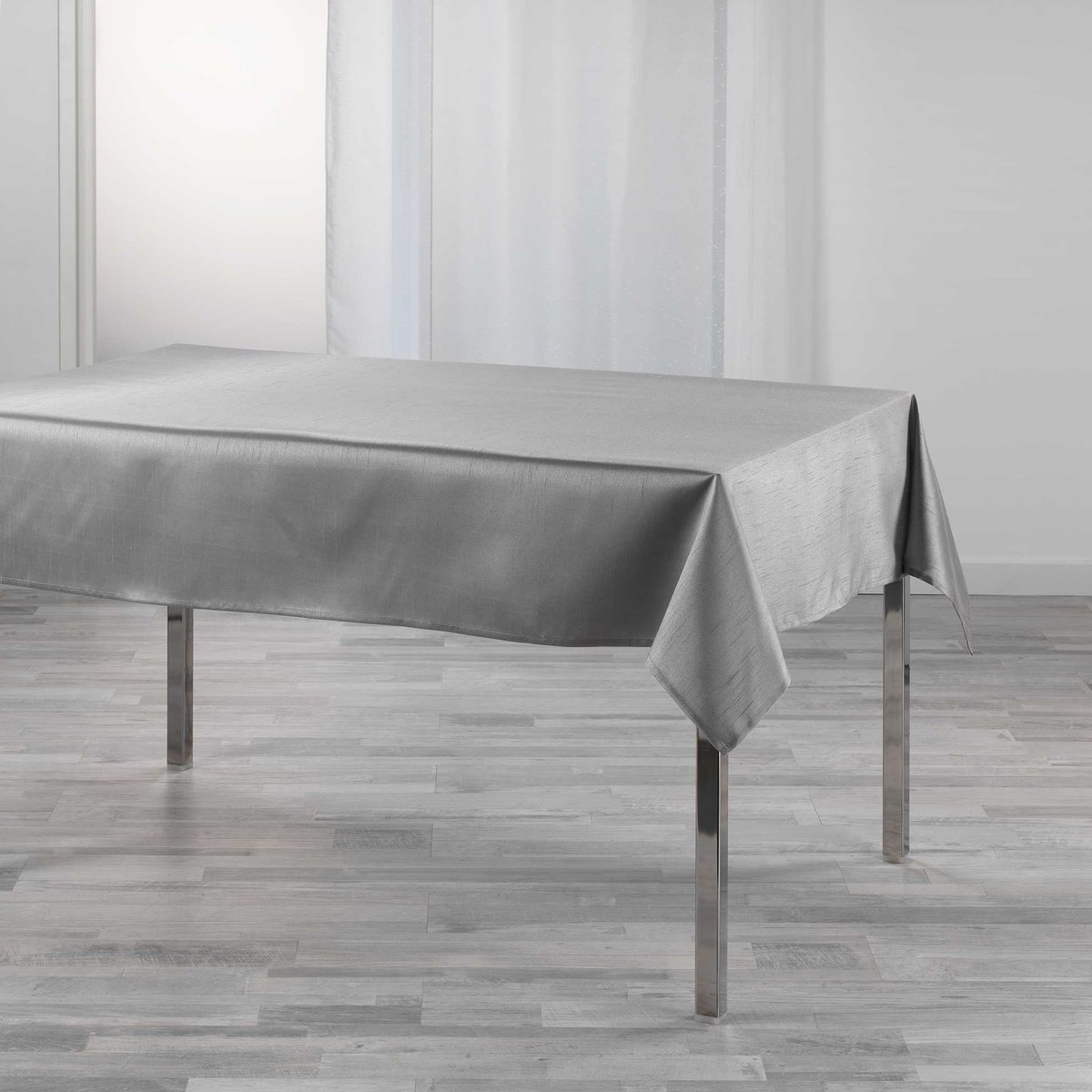 Nappe rectangle shantung Shana gris perle, EDEN
