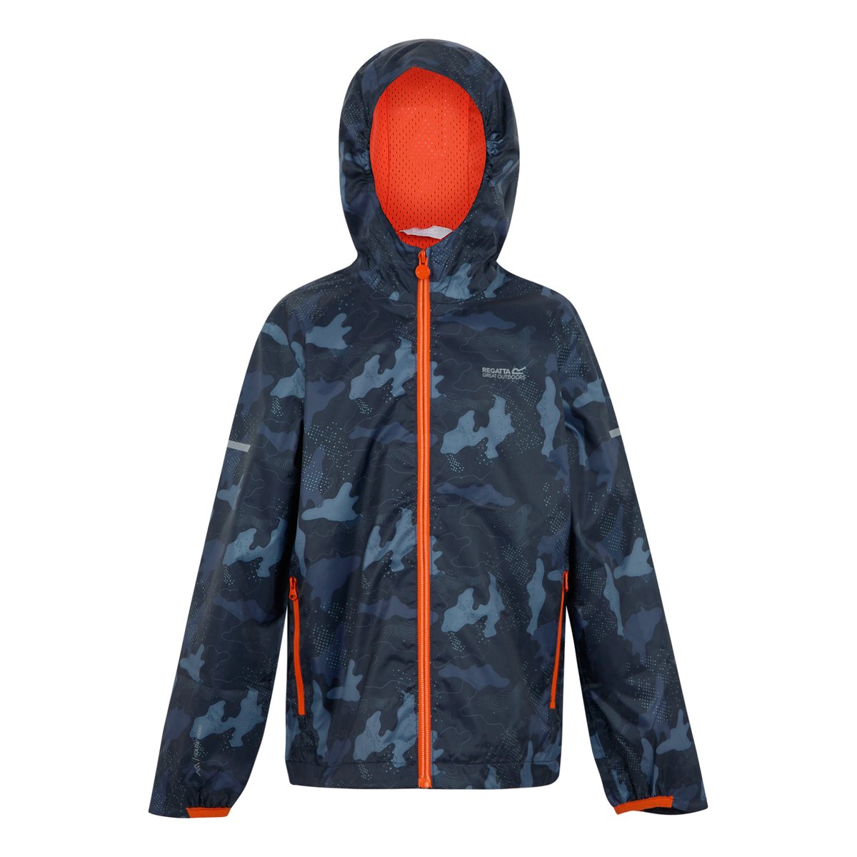 Veste imperméable motif/style imprimé LEVER bleu marine / orange sanguine, REGATTA