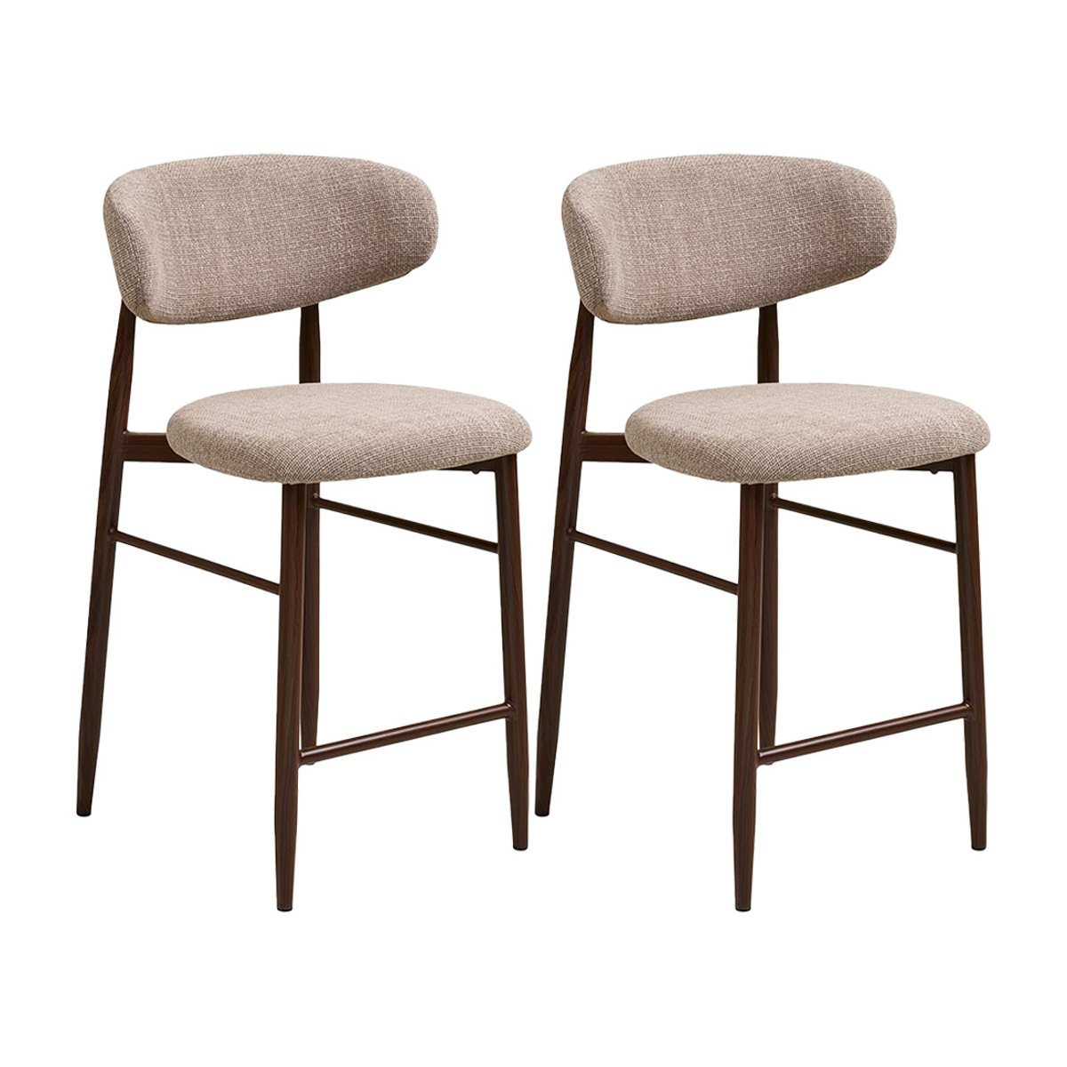 Lot de 2 tabourets en tissu texturé, EDDIE marron / beige, BEST MOBILIER