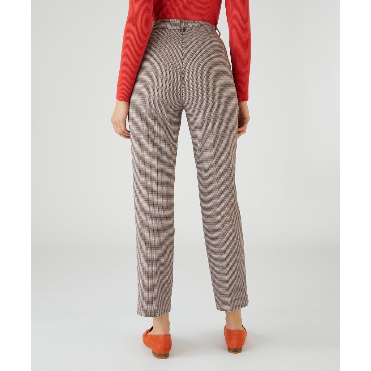 Pantalon 7/8ème maille milano orange teracotta pied de poule, DAMART