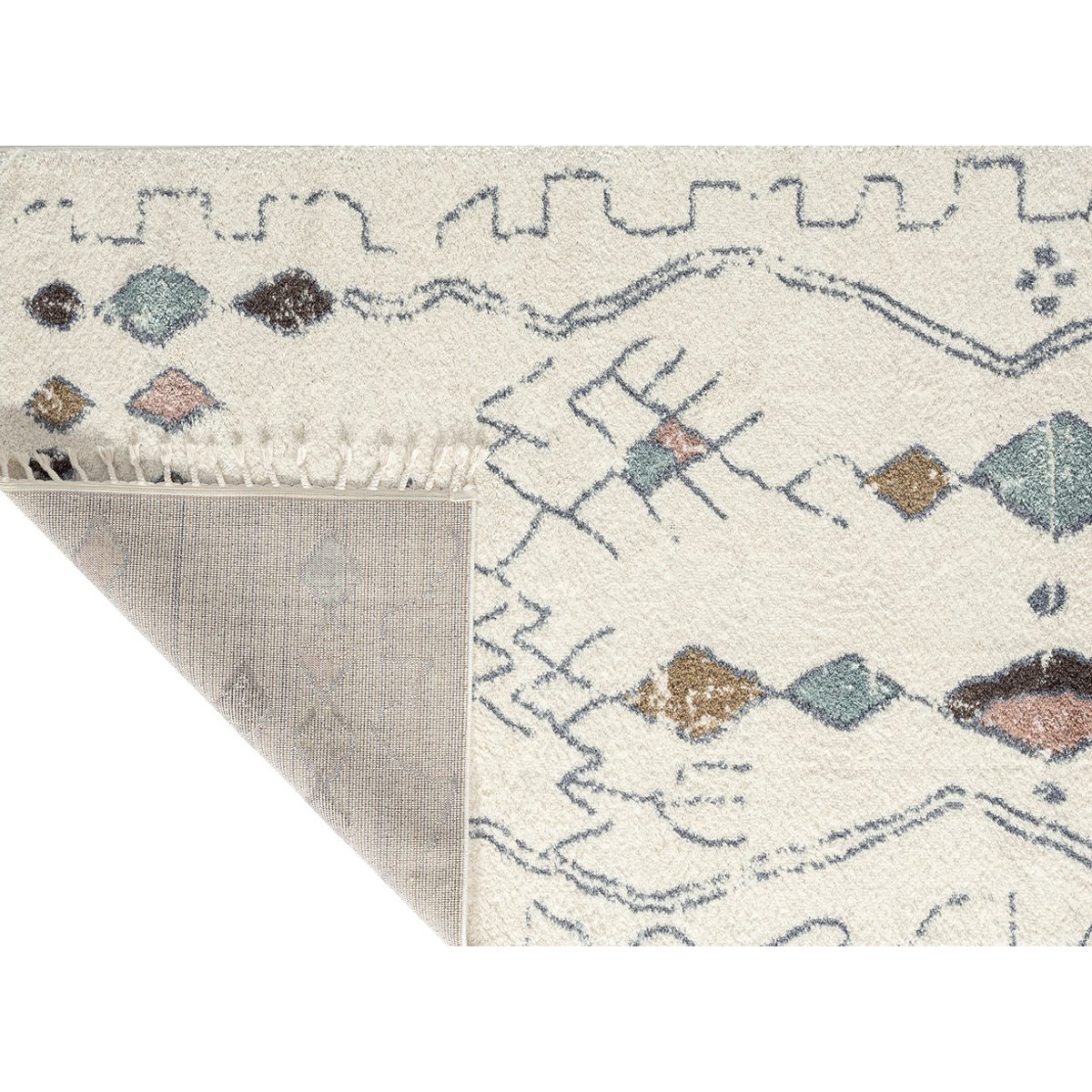 Tapis de salon imitation laine à franges DELYA beige, NAZAR RUGS
