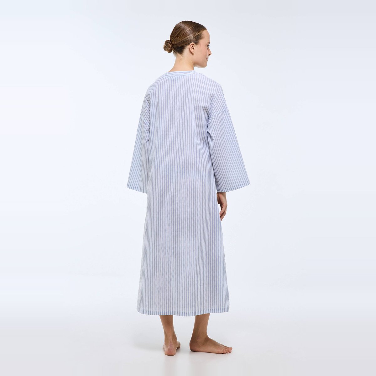 Chemise de nuit rayée en coton tornade, MONOPRIX