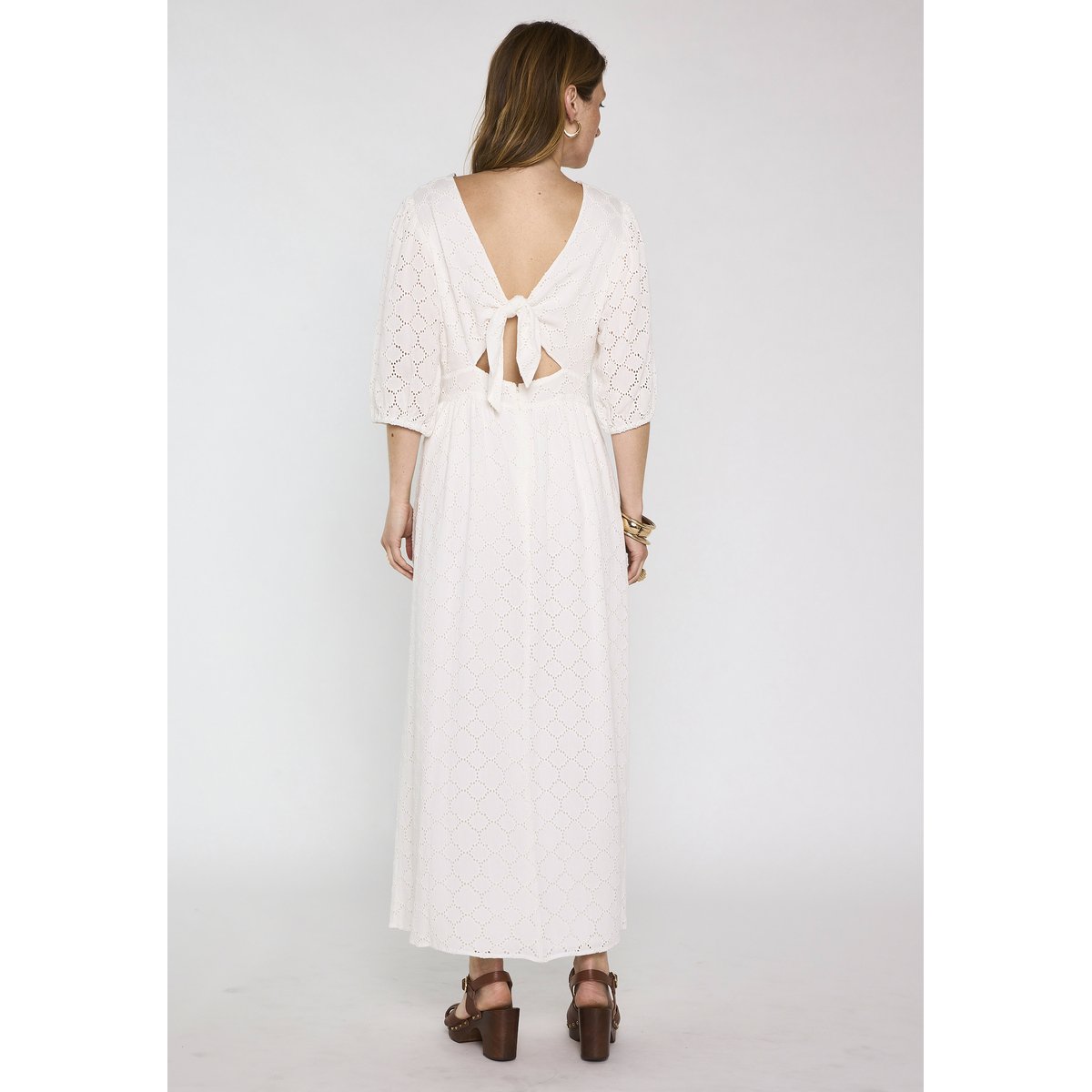 Robe longue brodée BIJOU blanc, Maison 123