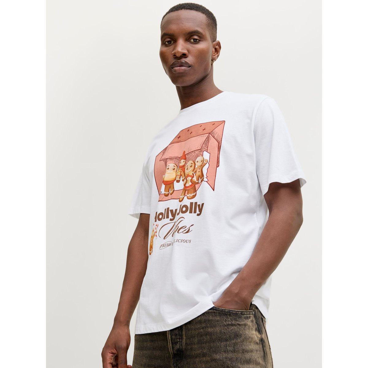 T-Shirt bright white 1, JACK & JONES