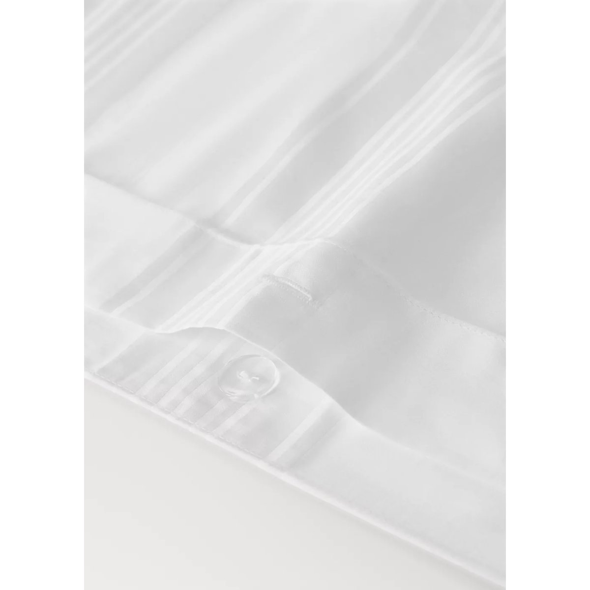 Housse de couette percale de coton 300 fils rayures lit 135/140 cm blanc, MANGO HOME