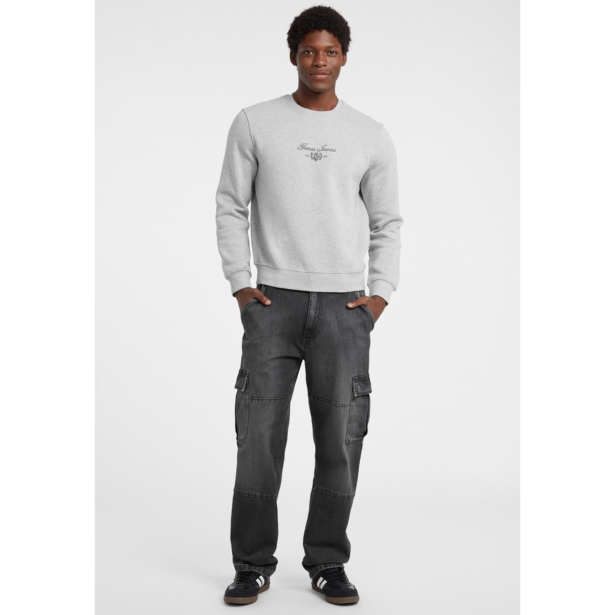 Sweat-Shirt Broderie Avec Logo gris, GUESS JEANS