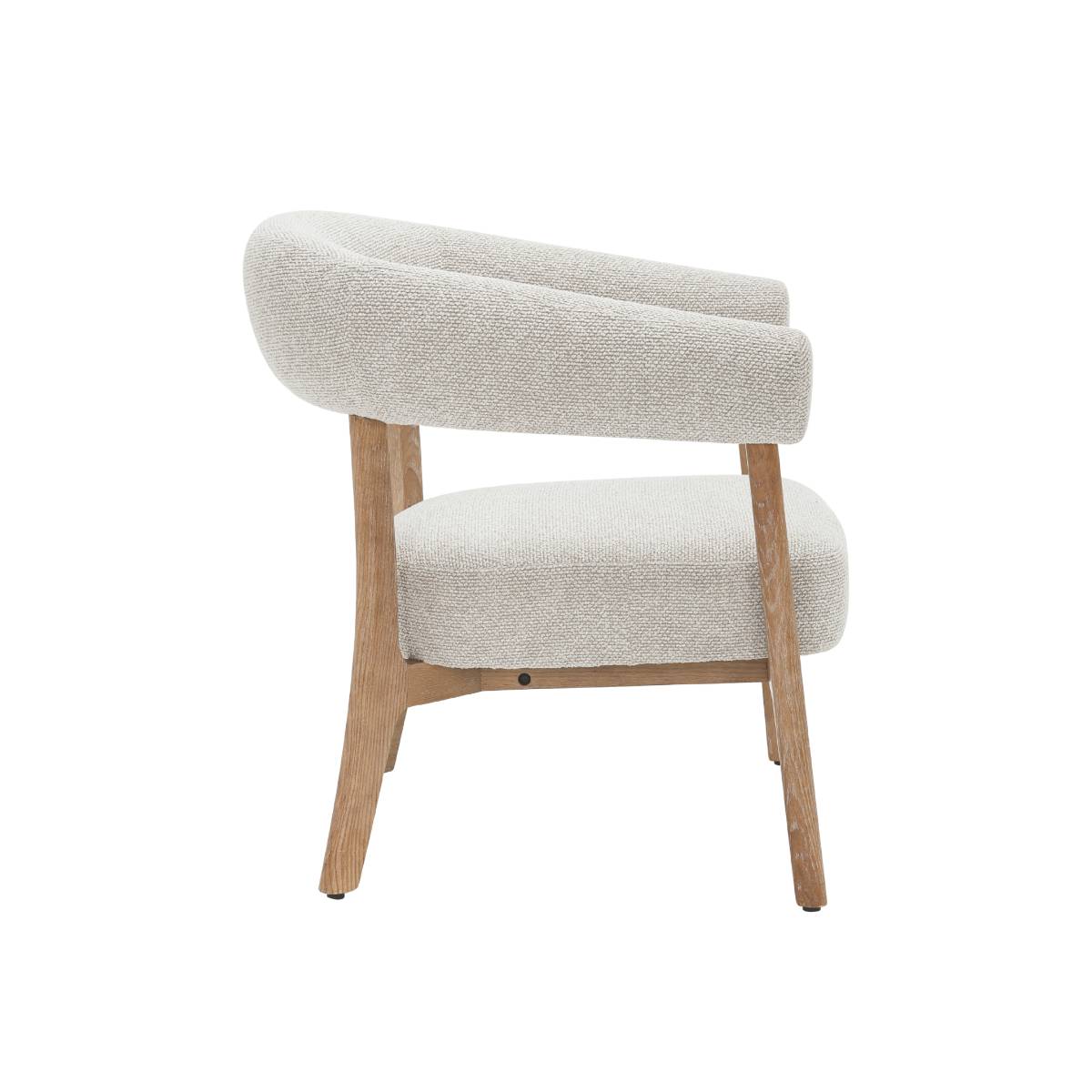 Fauteuil en tissu et bois massif FREYA blanc, MADE IN MEUBLES 