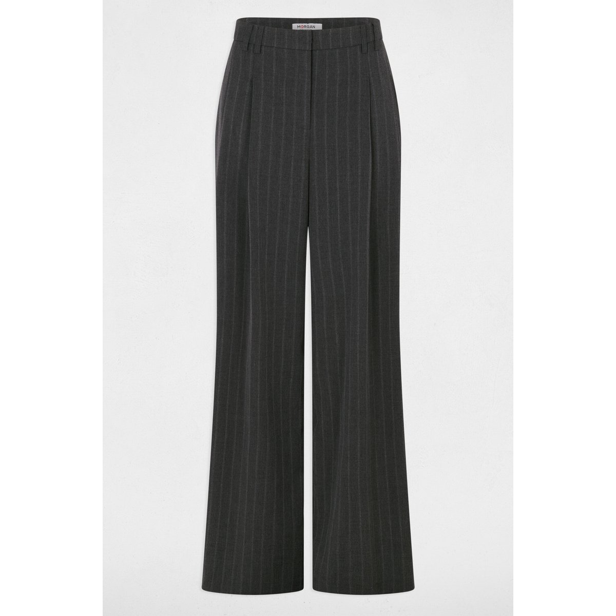 Pantalon large taille haute denim gris fonce, MORGAN