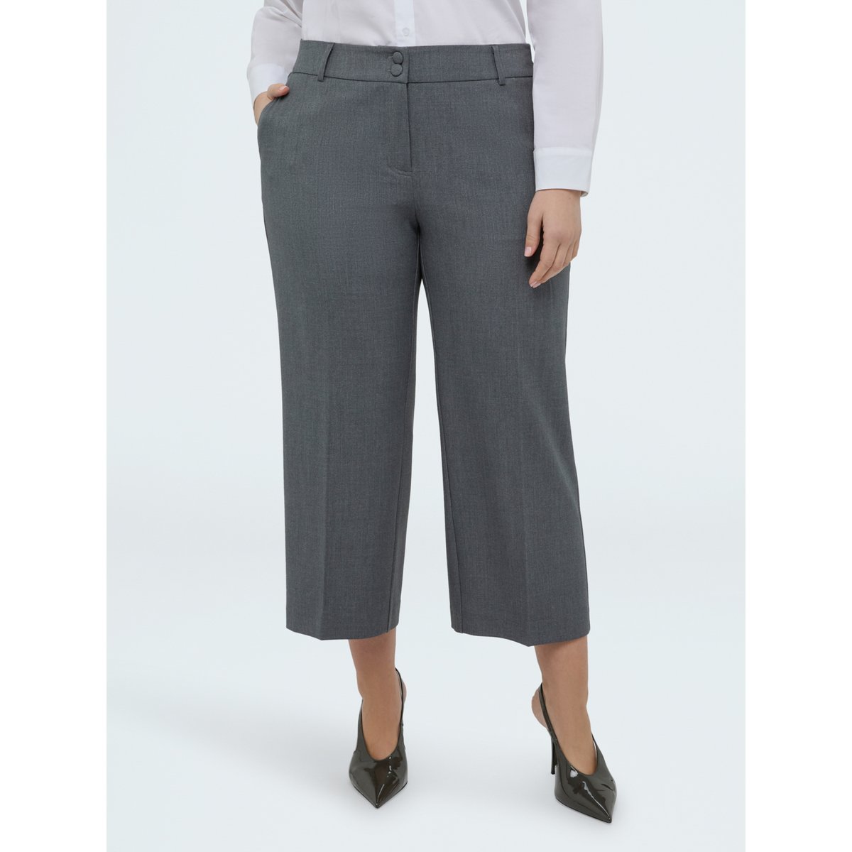 Pantalon Cropped en tissu chiné gris, FIORELLA RUBINO