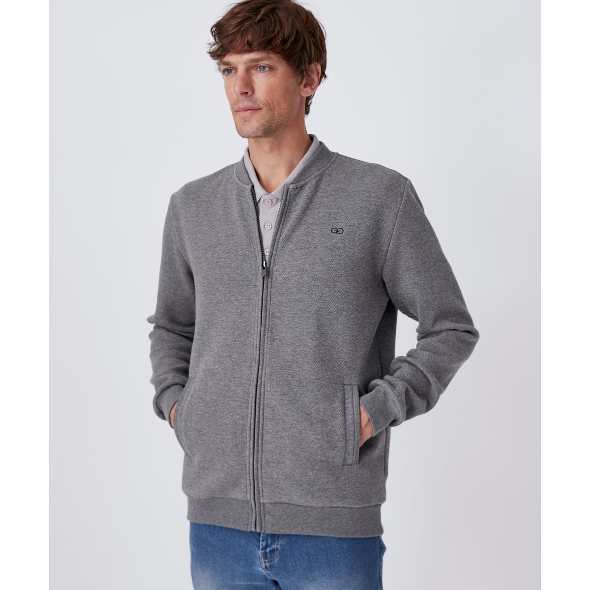 Gilet molleton zippé gris chiné clair, DAMART