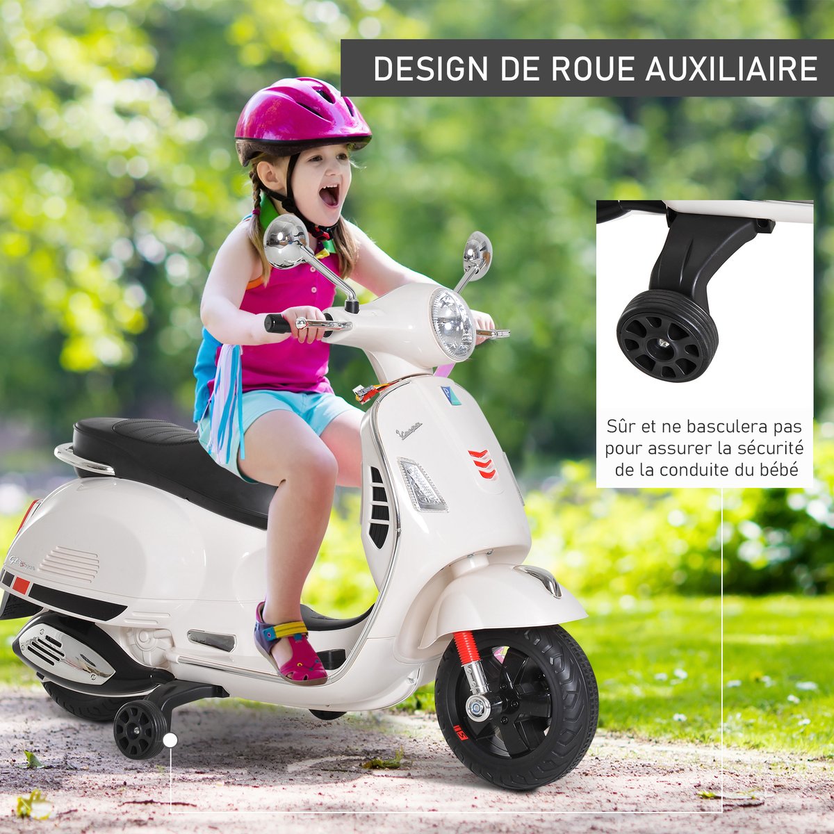 Moto électrique à conducteur assis Plastique blanc, HOMCOM