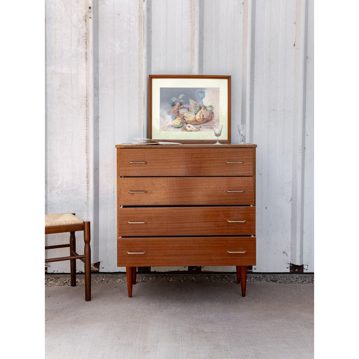 Commode scandinave en bois Olga N°697 - Bon état bois foncé, DEBONGOUT